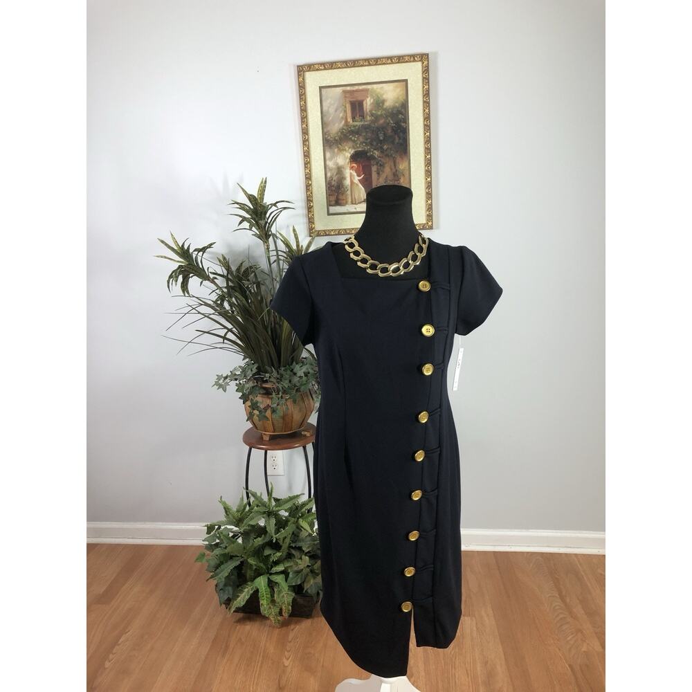Shelby‎ & Palmer Women Dress 14P Whimsigoth Cap Navy Sleeve Fairy Core Mob Wife